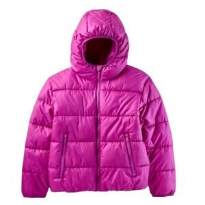 All in Motion Kids Puffer Jacket Mid Weight Purple Zip Up Hooded Sz Medium